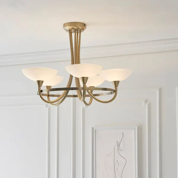 Cagney 5 Light Antique Brass Semi Flush