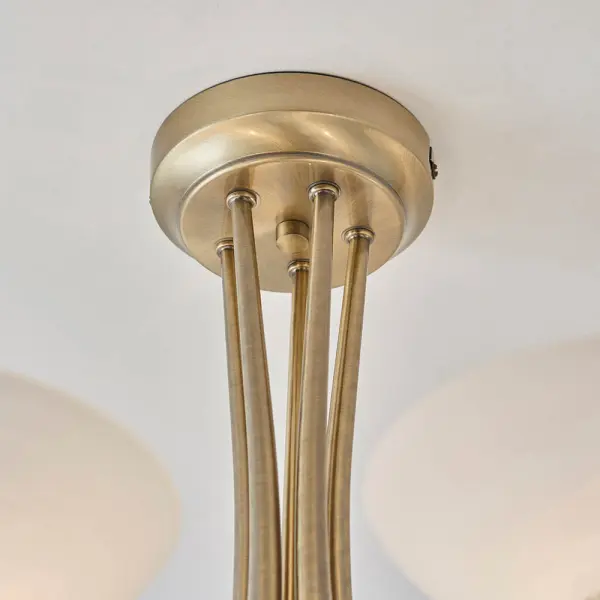 Cagney 5 Light Antique Brass Semi Flush