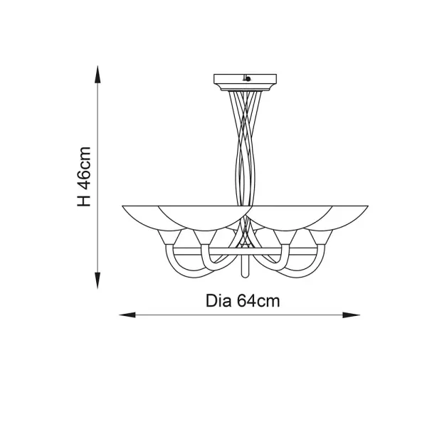 Cagney 5 Light Antique Brass Semi Flush