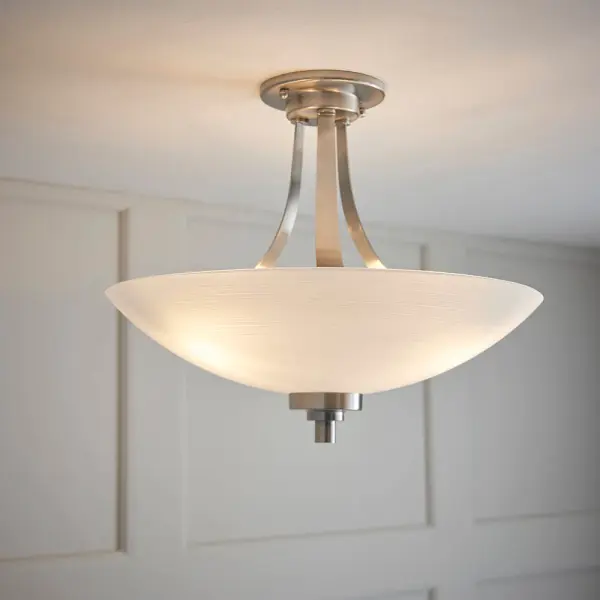 Welles 3 Light Semi Flush in Satin Chrome