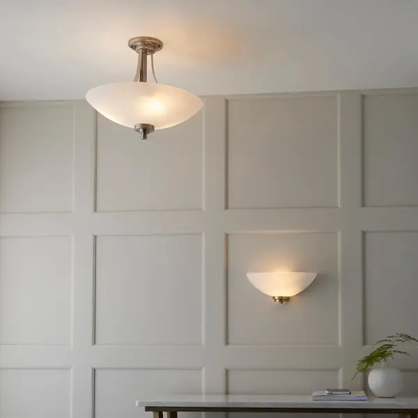 Welles 3 Light Semi Flush in Satin Chrome