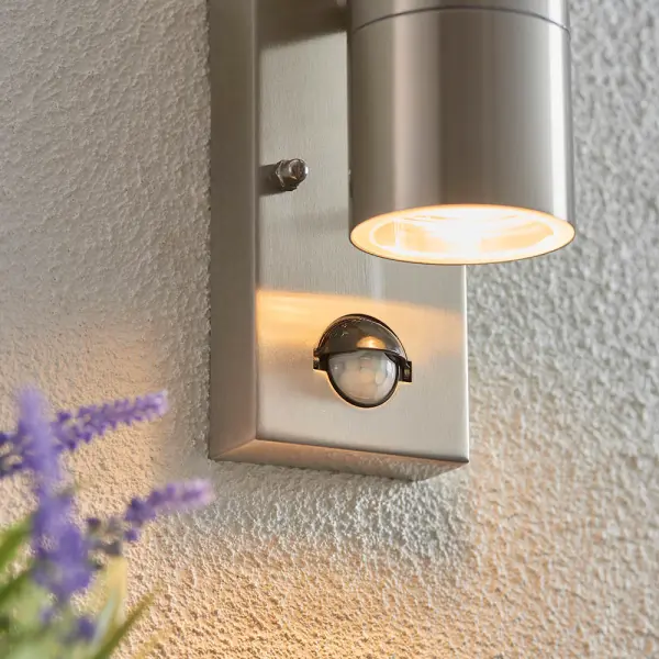Canon PIR Polished Stainless Steel Up & Down Wall Light IP44