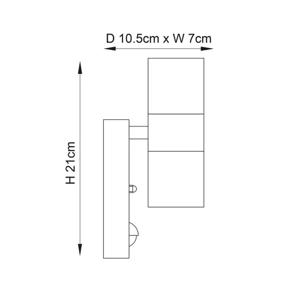 Canon PIR Polished Stainless Steel Up & Down Wall Light IP44
