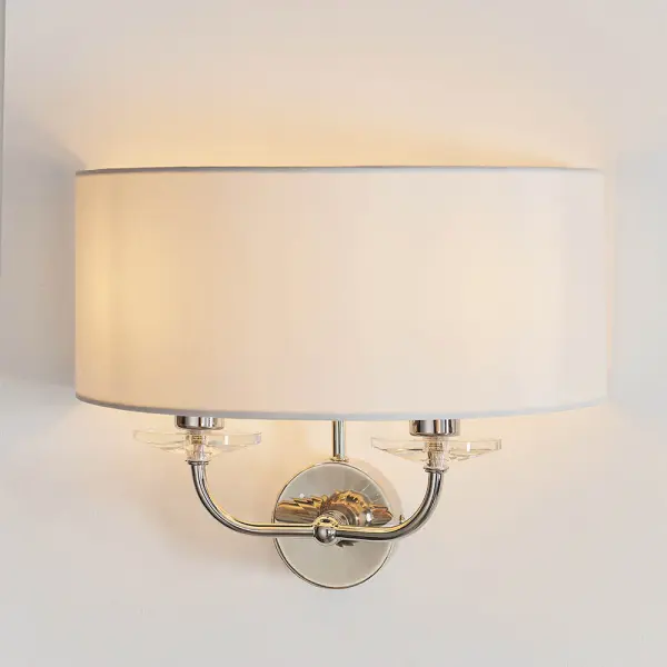 Nixon 2 light double Wall Fitting in Bright Nickel