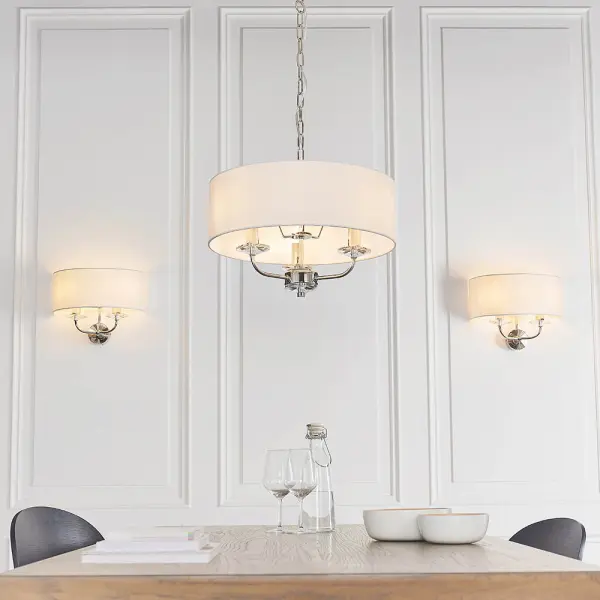 Nixon 2 light double Wall Fitting in Bright Nickel