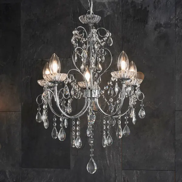 Tabitha 5 Light Polished Chrome Pendant IP44