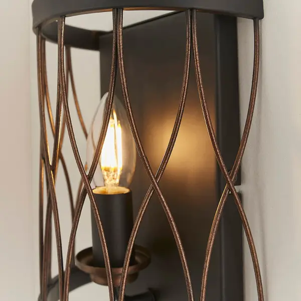 Heston Black & Bronze Wall Light
