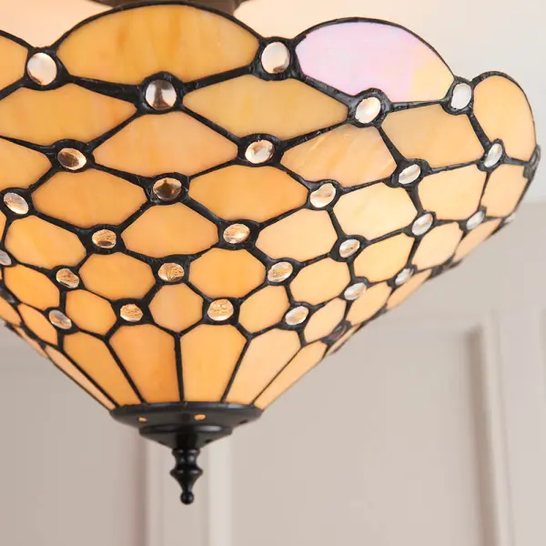 Tiffany Style Pearl 3 Light Semi Flush