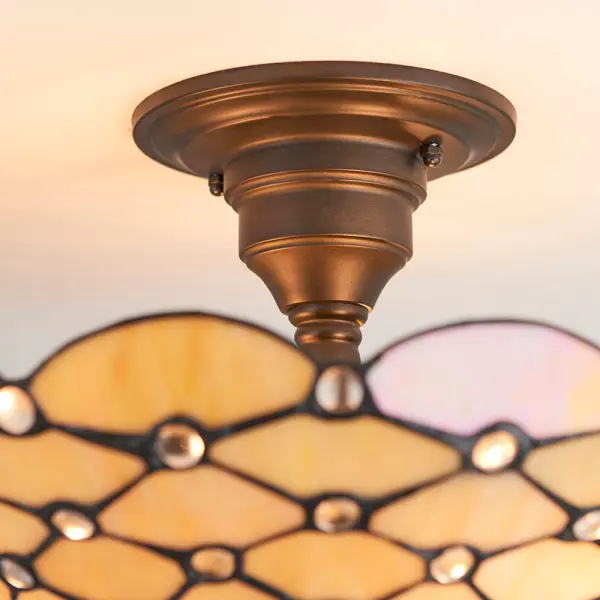 Tiffany Style Pearl 3 Light Semi Flush