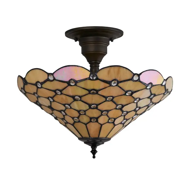 Tiffany Style Pearl 3 Light Semi Flush