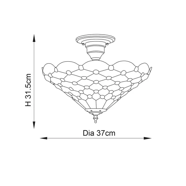 Tiffany Style Pearl 3 Light Semi Flush