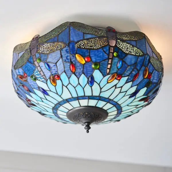 Dragonfly Blue Medium 2 Light Flush
