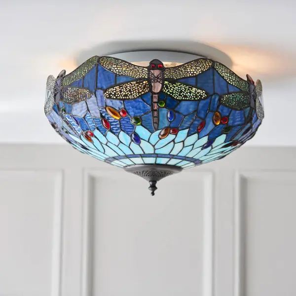 Dragonfly Blue Medium 2 Light Flush