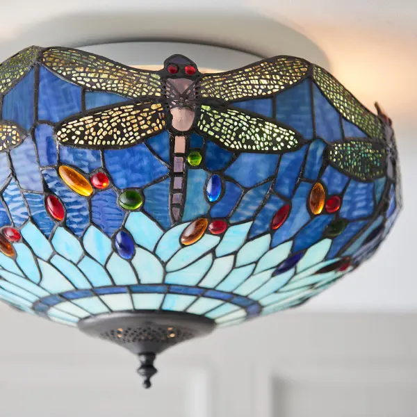 Dragonfly Blue Medium 2 Light Flush