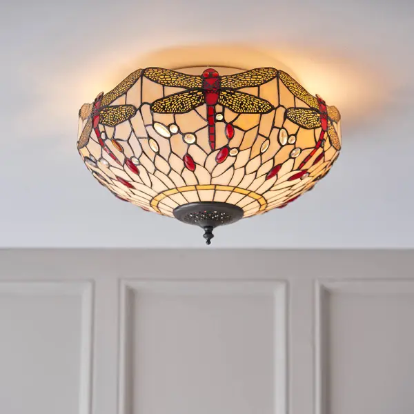 Dragonfly Beige Medium 2 Light Flush