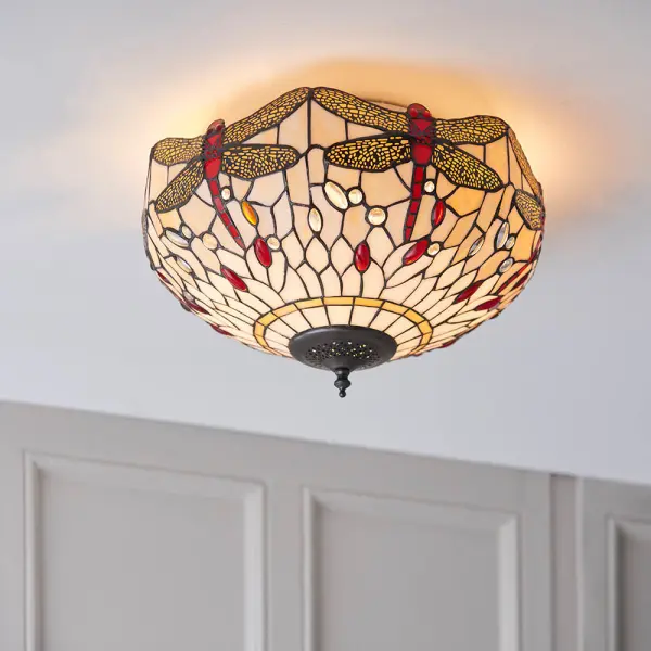 Dragonfly Beige Medium 2 Light Flush