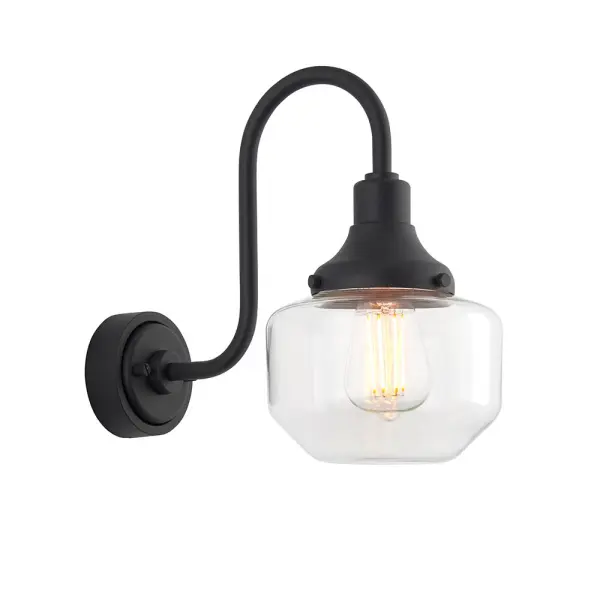 Matt Black Swan Neck Outdoor Wall Light