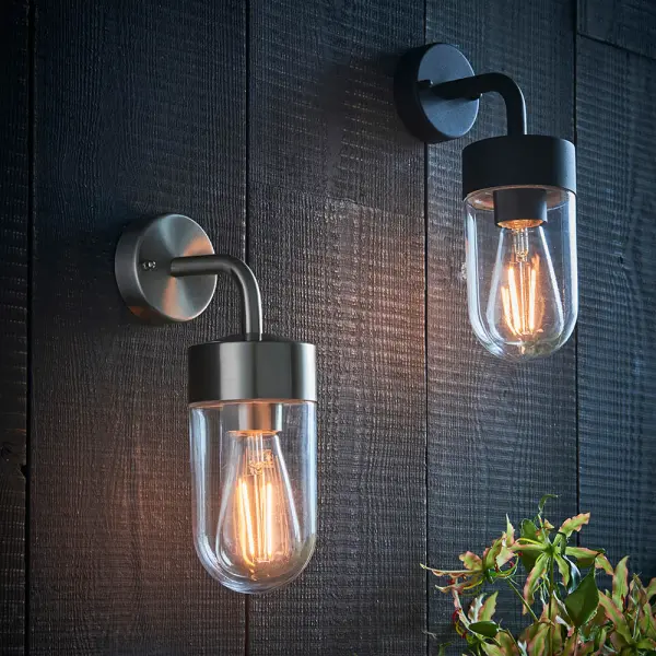 North Outdoor Wall Light in Brushed Stainless Steel Finish