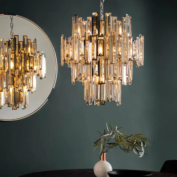 Viviana 12 Light Polished Chrome & Champagne Crystal Pendant