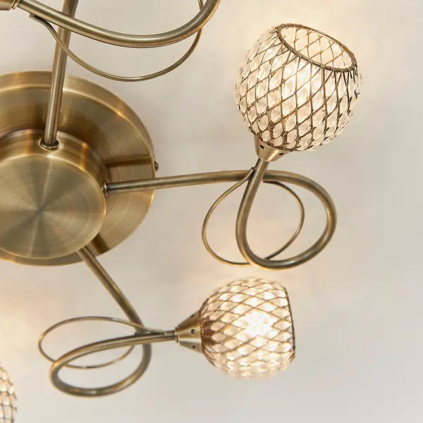 Aherne 5 Light Semi Flush in Antique Brass