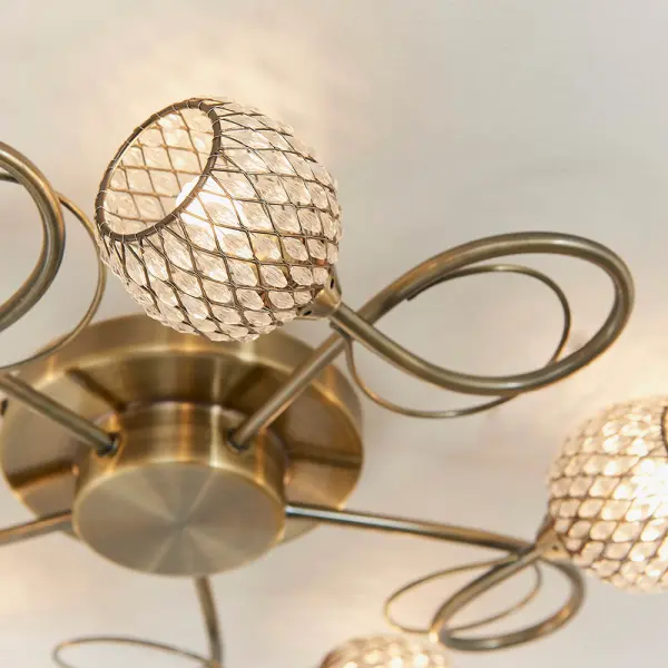 Aherne 5 Light Semi Flush in Antique Brass