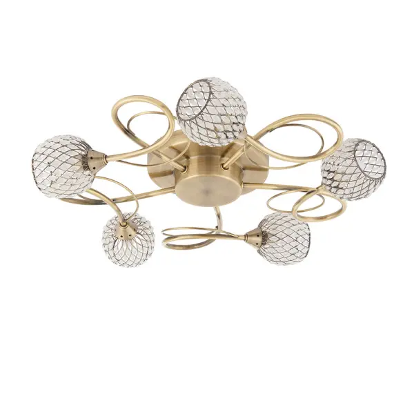 Aherne 5 Light Semi Flush in Antique Brass