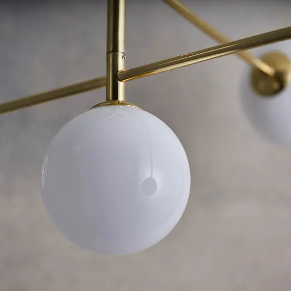 Otto 5 Light Semi Flush in Brushed Brass with Gloss White Glass