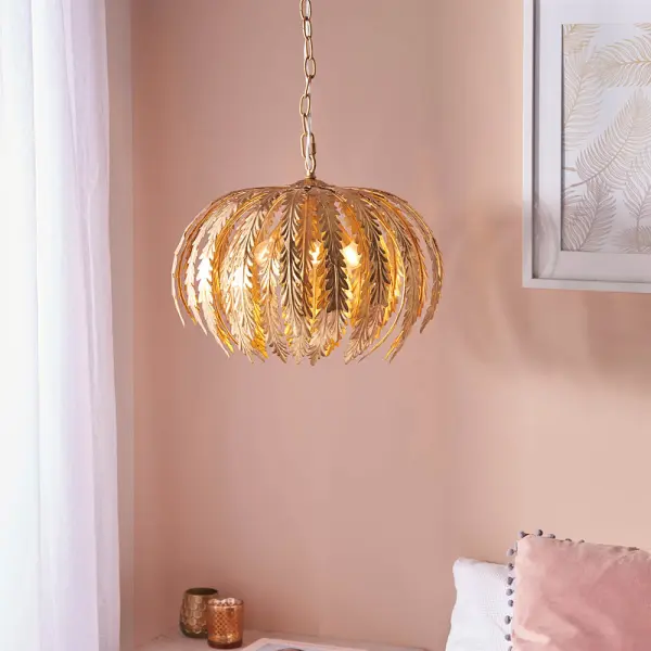 Delphine 3lt Gold Painted Pendant