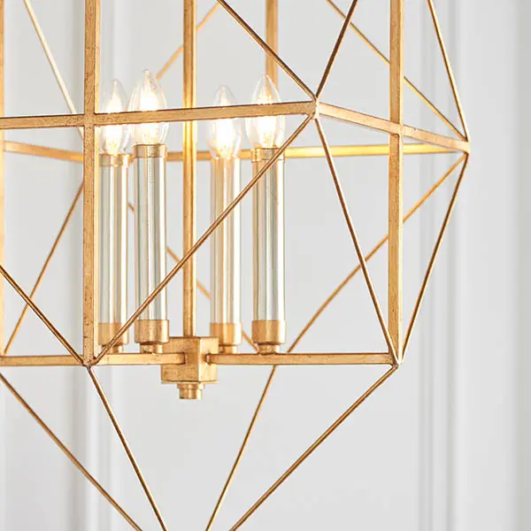 Fred 4 Light Gold Leaf Framed Pendant