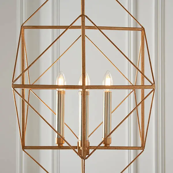 Fred 4 Light Gold Leaf Framed Pendant