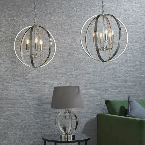 Ritz 3 Light Nickel & Crystal Pendant