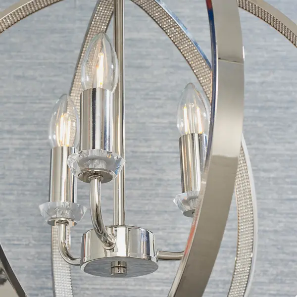 Ritz 3 Light Nickel & Crystal Pendant