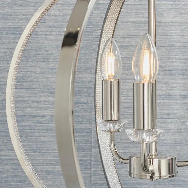 Ritz 3 Light Nickel & Crystal Pendant