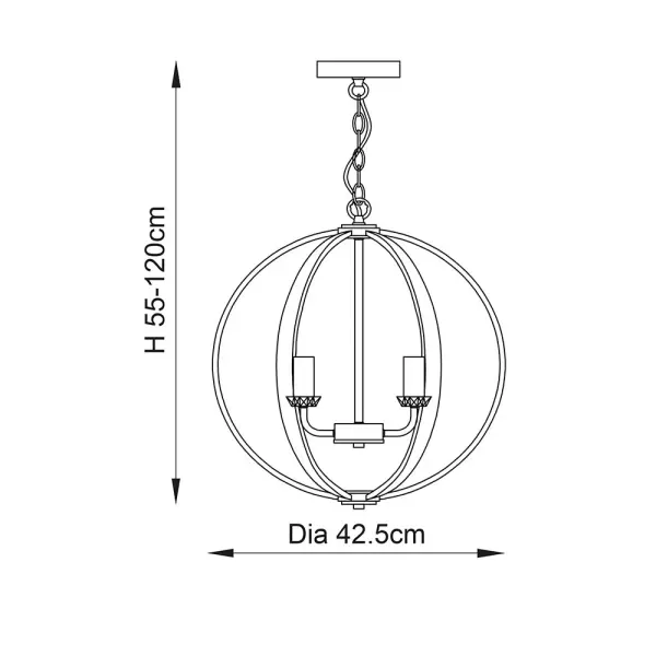 Ritz 3 Light Nickel & Crystal Pendant
