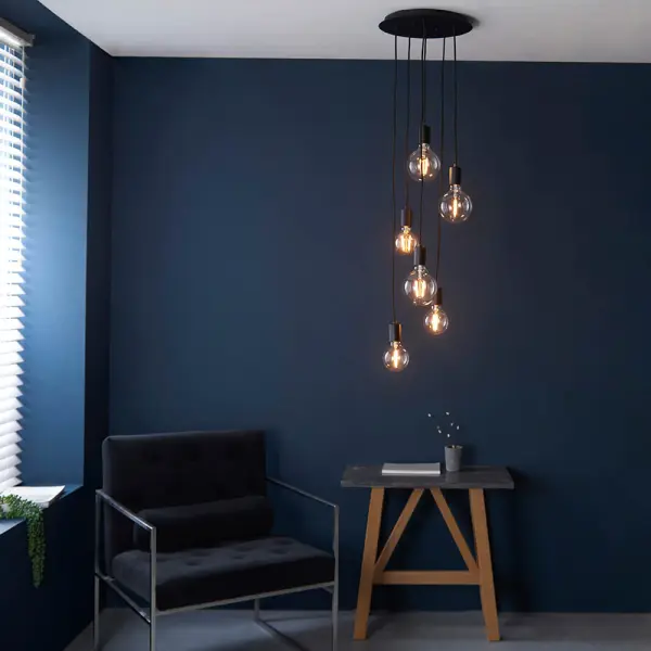 Studio 6 Light Cluster Matt Black Pendant