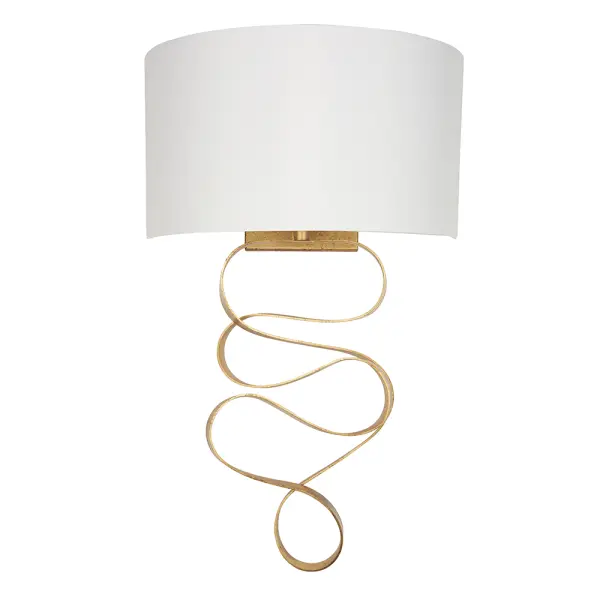 Jane Gold Ribbon Wall Light C/W Ivory Shade