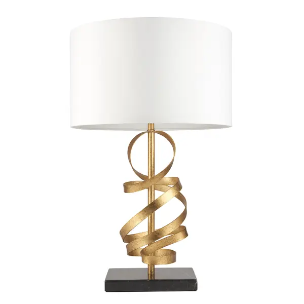 Jane Gold Ribbon Table Lamp C/W Ivory Shade