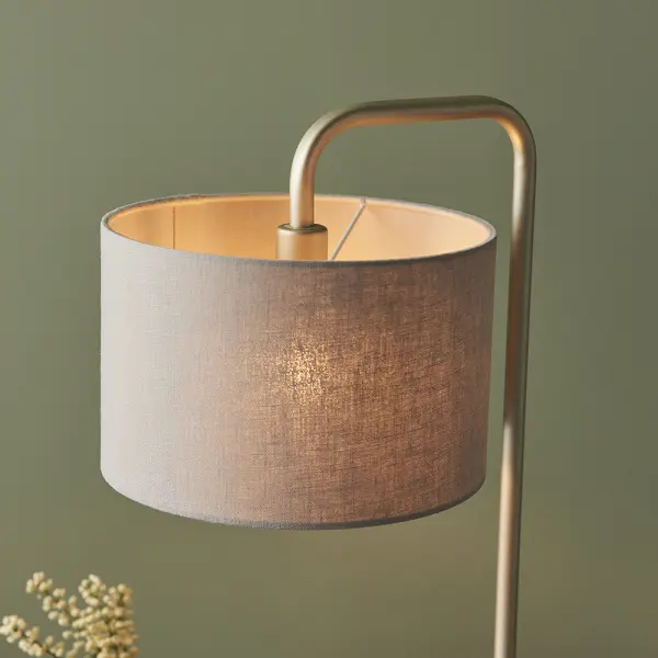 Jane Champagne Table Lamp C/W Grey Shade