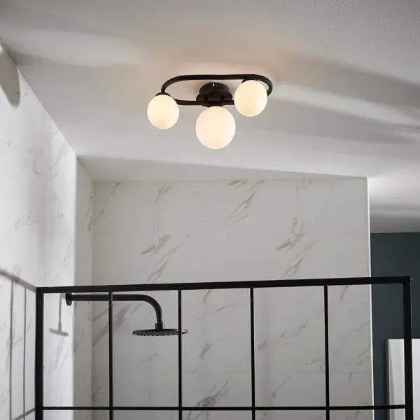 Pulsa 3 Light Semi Flush Fitting in Matt Black