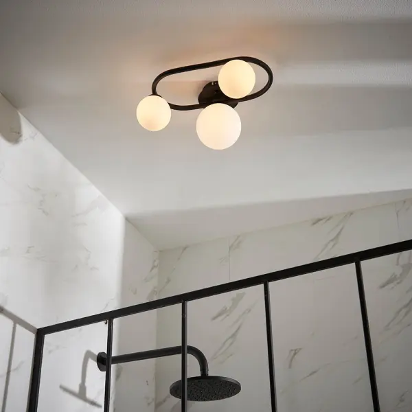 Pulsa 3 Light Semi Flush Fitting in Matt Black