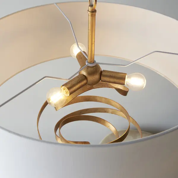 Jane Gold Ribbon Pendant C/W Ivory Shade