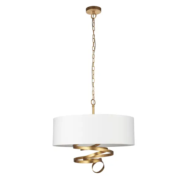 Jane Gold Ribbon Pendant C/W Ivory Shade