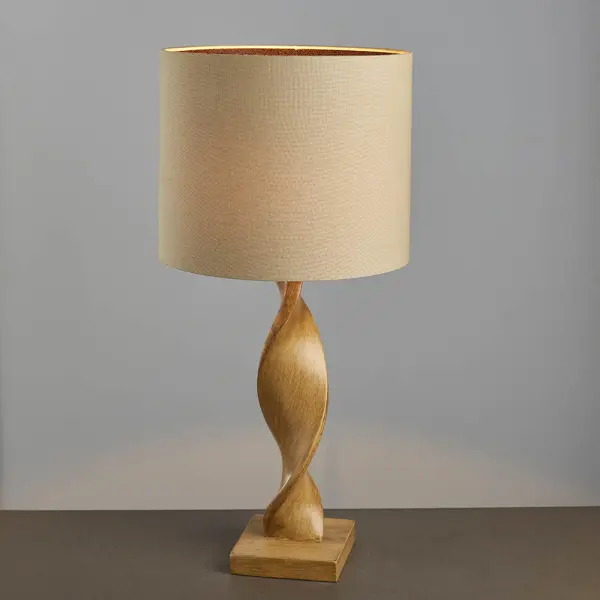 Abia Wooden Table Lamp C/W Shade