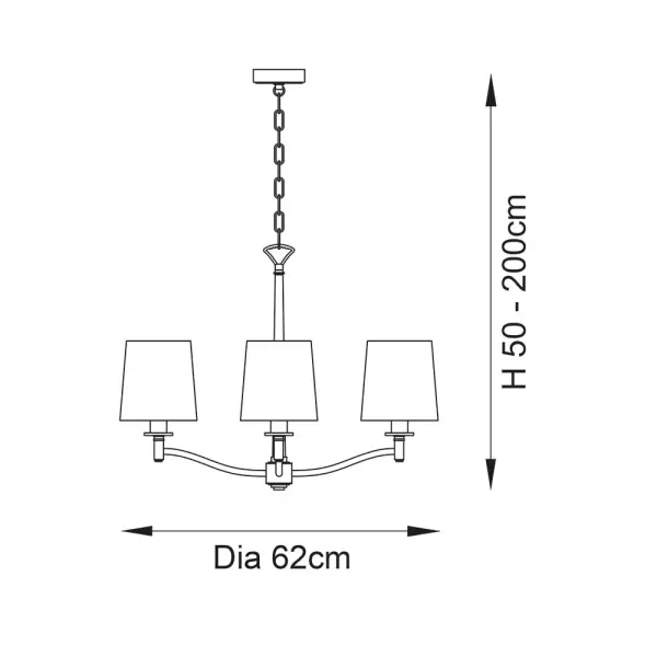 Ortona 3 Light Bright Nickel Pendant