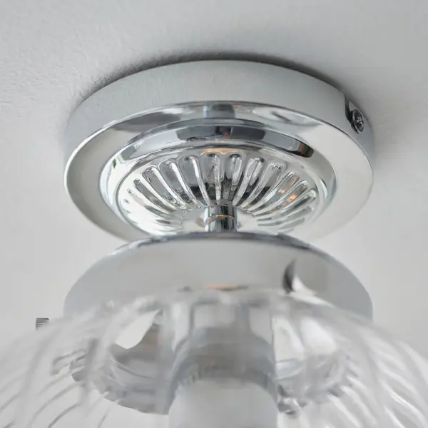 Cheston Flush Light in Chrome with Ribbed Glass IP44