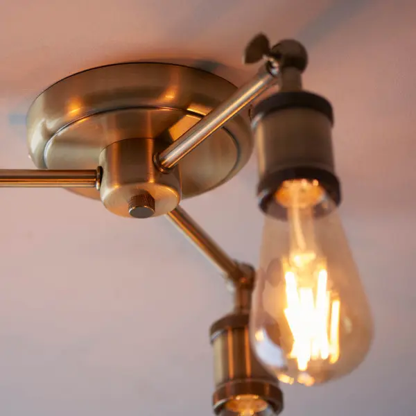 Hal 3 Light Semi Flush in Antique Brass