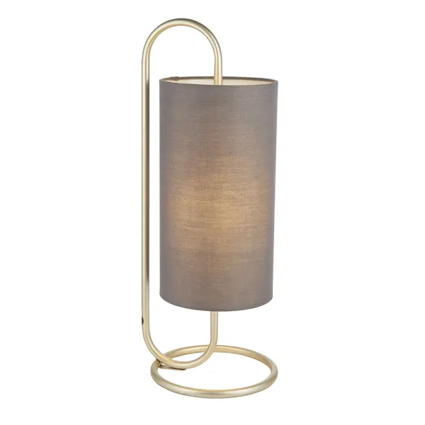 Klip Antique Brass Oval Table Lamp with Grey Shade