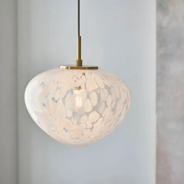 Mali Satin Brass Pendant with Confetti Glass