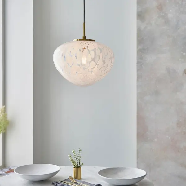 Mali Satin Brass Pendant with Confetti Glass
