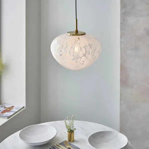 Mali Satin Brass Pendant with Confetti Glass